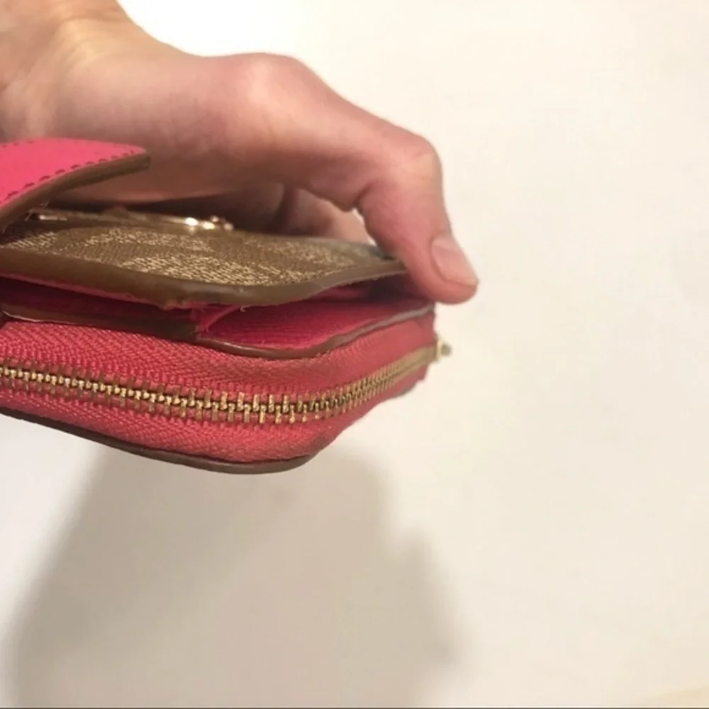 Coach signs brown/khaki pink wallet